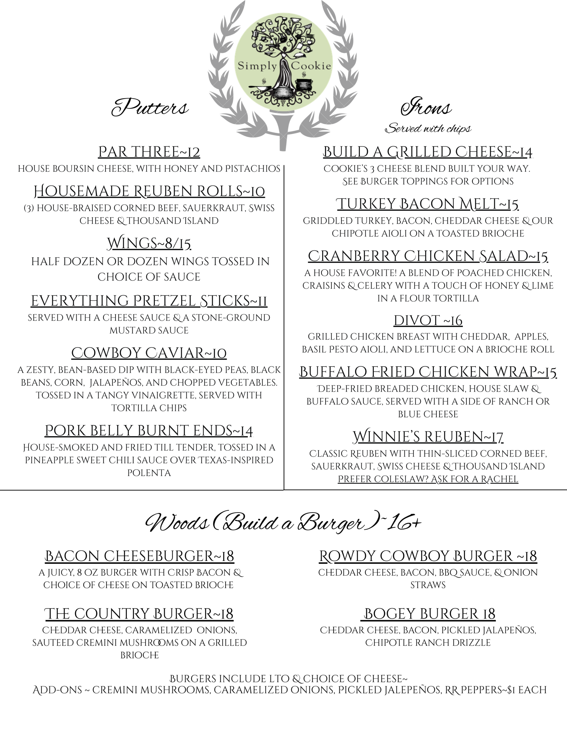 Simply Cookies April Menu Page 1